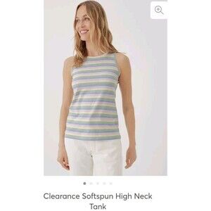 Pact L Softspun High Neck Tank prism stripe Size Large Organic Cotton